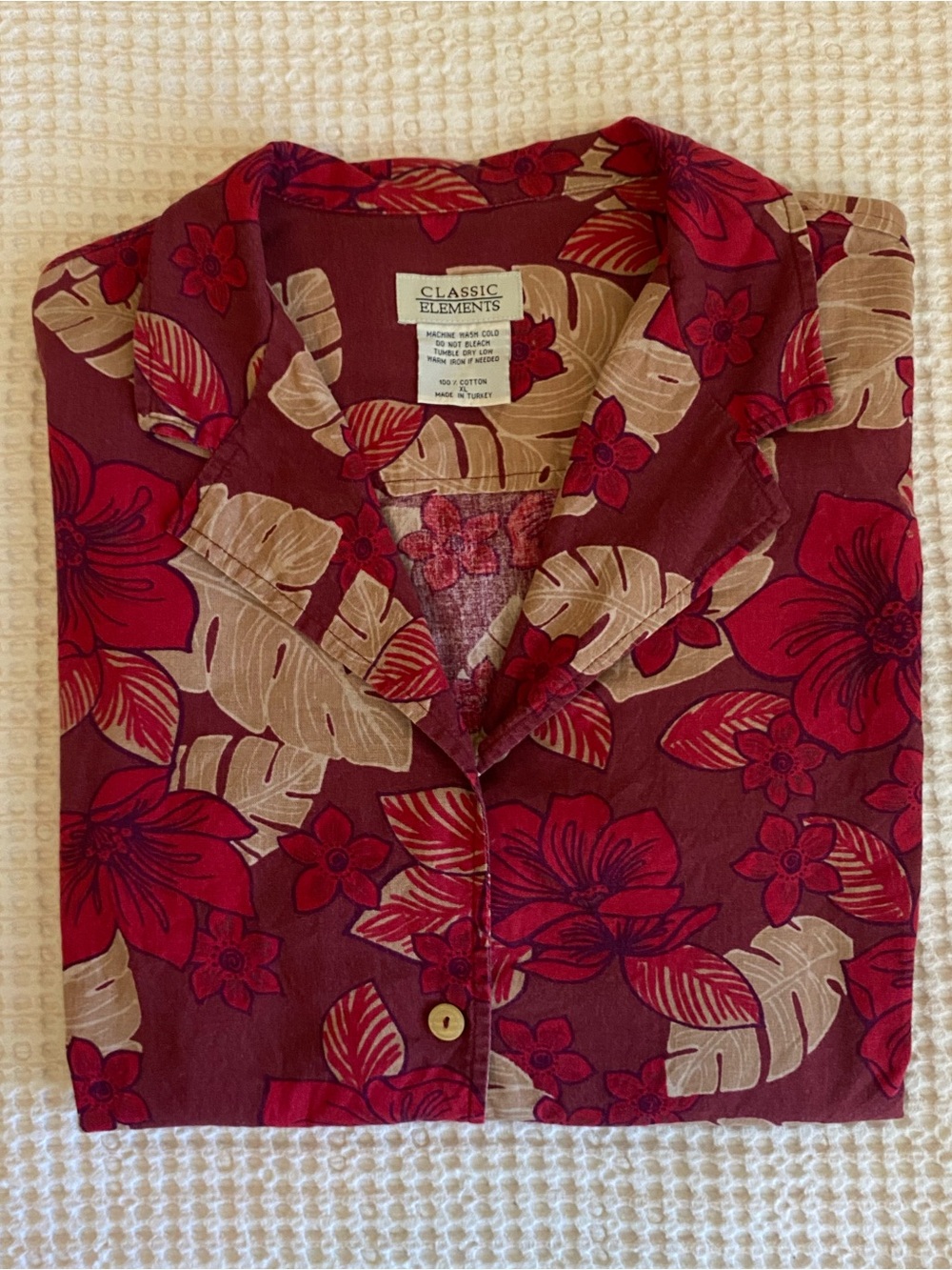 VINTAGE Women’s 100% Cotton Hawaiian Short Sleeve Button Down Shirt - XL